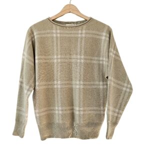 Cynthia Rowley Sage Green Plaid Crewneck Sweater